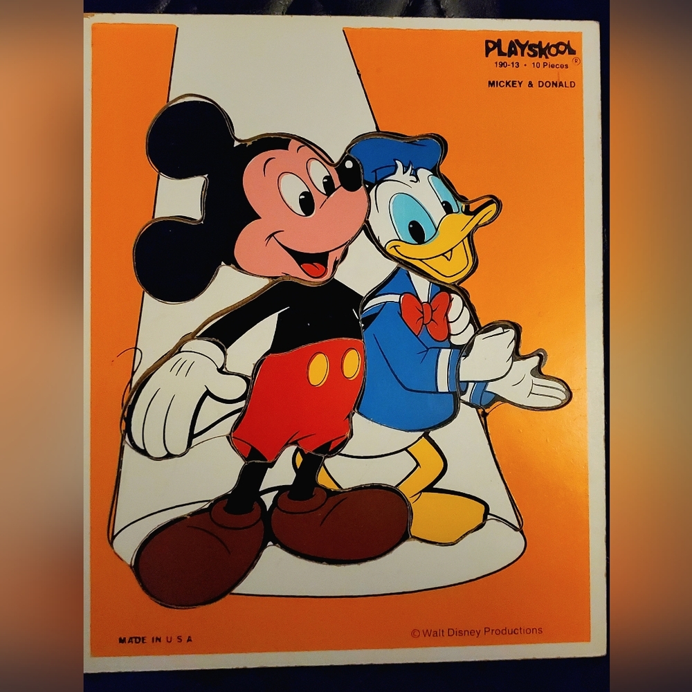 Vintage Mickey & Donald Playskool Wood Puzzle